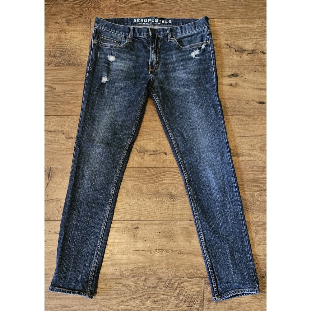 AEROPOSTALE‎ WOMEN'S 32x32 DENIM JEANS STANTON SUPER SKINNY (33x30) DISTRESSED